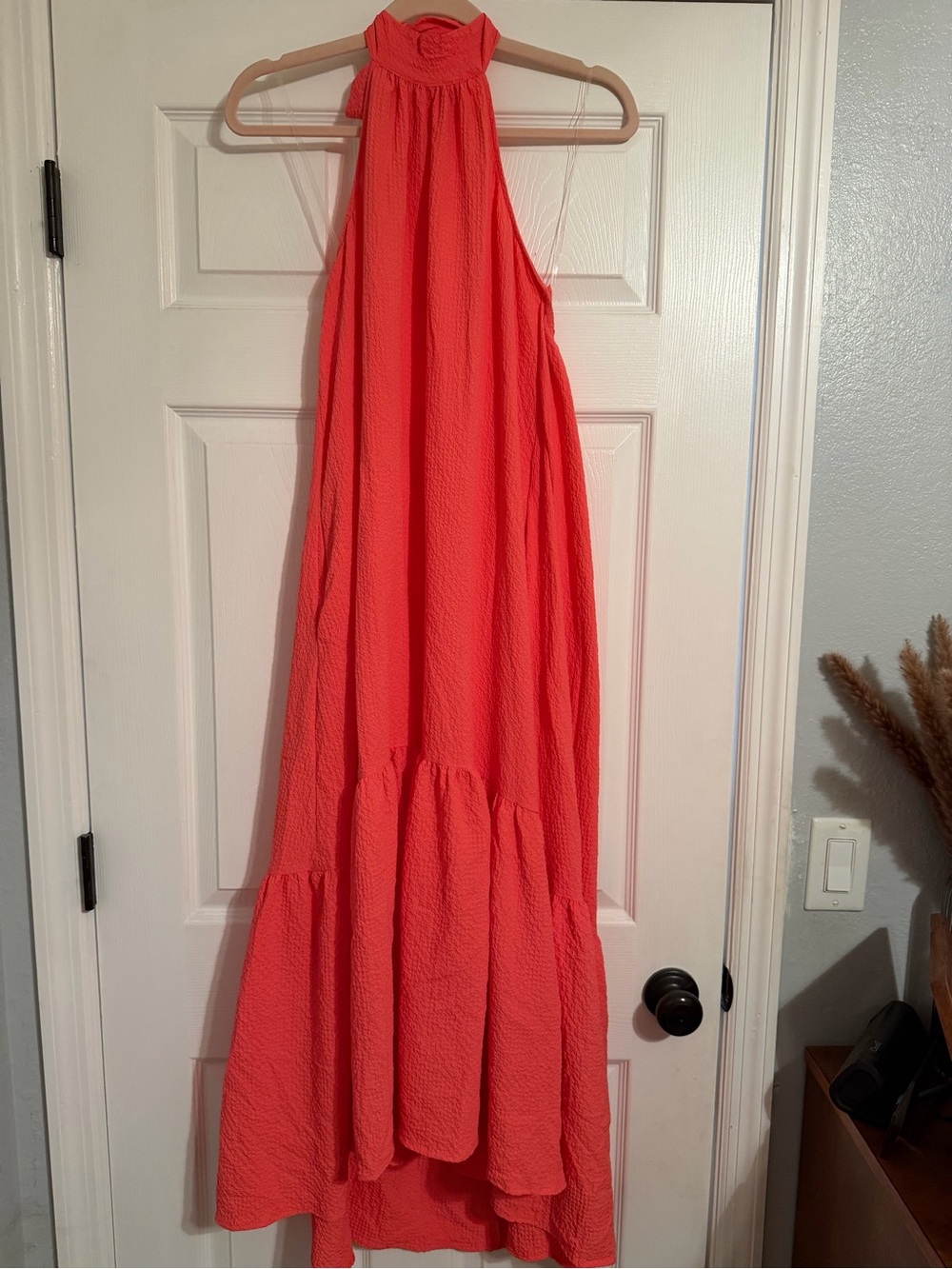 Target Coral Halter High-Low Maxi Dress